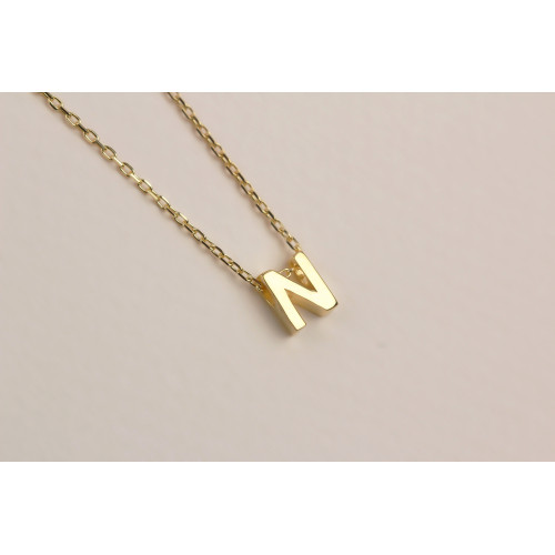 Glorria 925k Sterling Silver 3D Minimalist Letter N Necklace Glorria 925k Sterling Silver 3D Minimalist Letter N Necklace