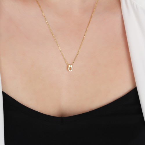 Glorria 925k Sterling Silver 3D Minimalist Letter Ö Necklace