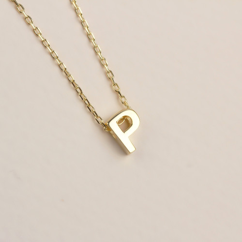 Glorria 925k Sterling Silver 3D Minimalist Letter P Necklace Glorria 925k Sterling Silver 3D Minimalist Letter P Necklace