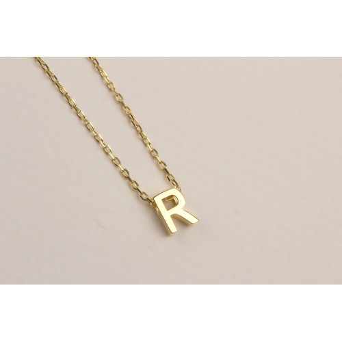 Glorria 925k Sterling Silver 3D Minimalist Letter R Necklace Glorria 925k Sterling Silver 3D Minimalist Letter R Necklace