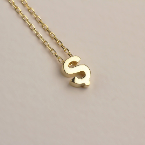 Glorria 925k Sterling Silver 3D Minimalist Letter Ş Necklace