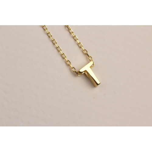 Glorria 925k Sterling Silver 3D Minimalist Letter T Necklace Glorria 925k Sterling Silver 3D Minimalist Letter T Necklace
