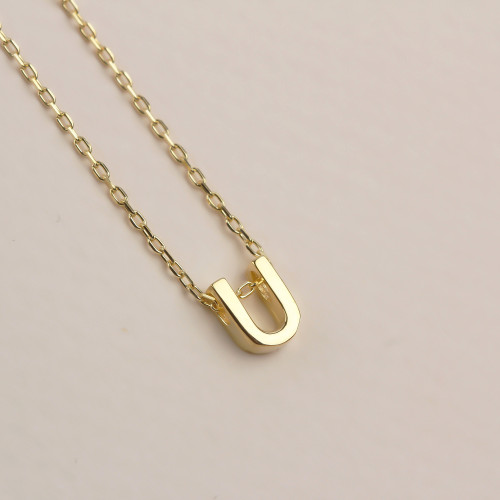 Glorria 925k Sterling Silver 3D Minimalist Letter U Necklace Glorria 925k Sterling Silver 3D Minimalist Letter U Necklace