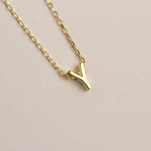 Glorria 925k Sterling Silver 3D Minimalist Letter Y Necklace
