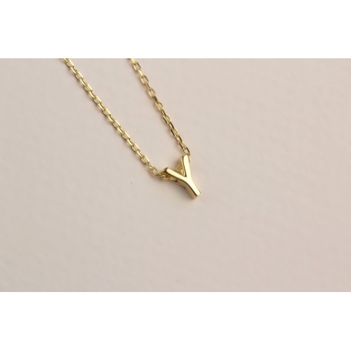 Glorria 925k Sterling Silver 3D Minimalist Letter Y Necklace Glorria 925k Sterling Silver 3D Minimalist Letter Y Necklace