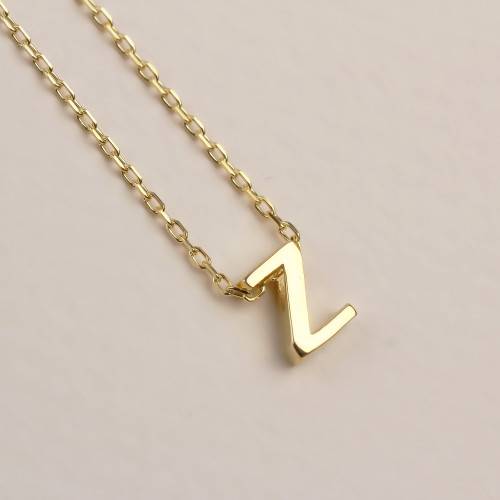 Glorria 925k Sterling Silver 3D Minimalist Letter Z Necklace