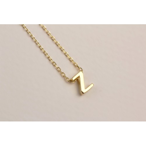 Glorria 925k Sterling Silver 3D Minimalist Letter Z Necklace Glorria 925k Sterling Silver 3D Minimalist Letter Z Necklace