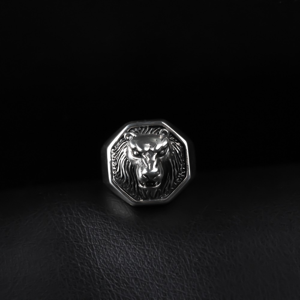 Glorria 925k Sterling Silver Men Lion Ring