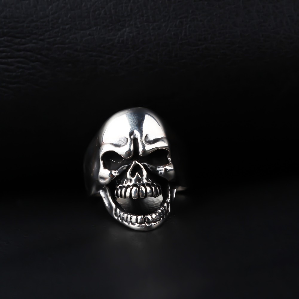 Glorria 925k Sterling Silver Men Skull Ring