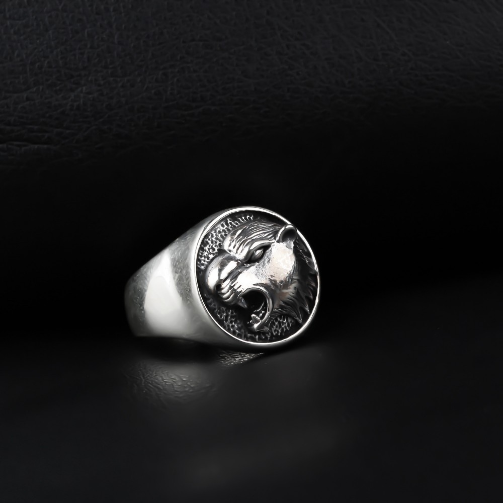 Glorria 925k Sterling Silver Men Tiger Ring