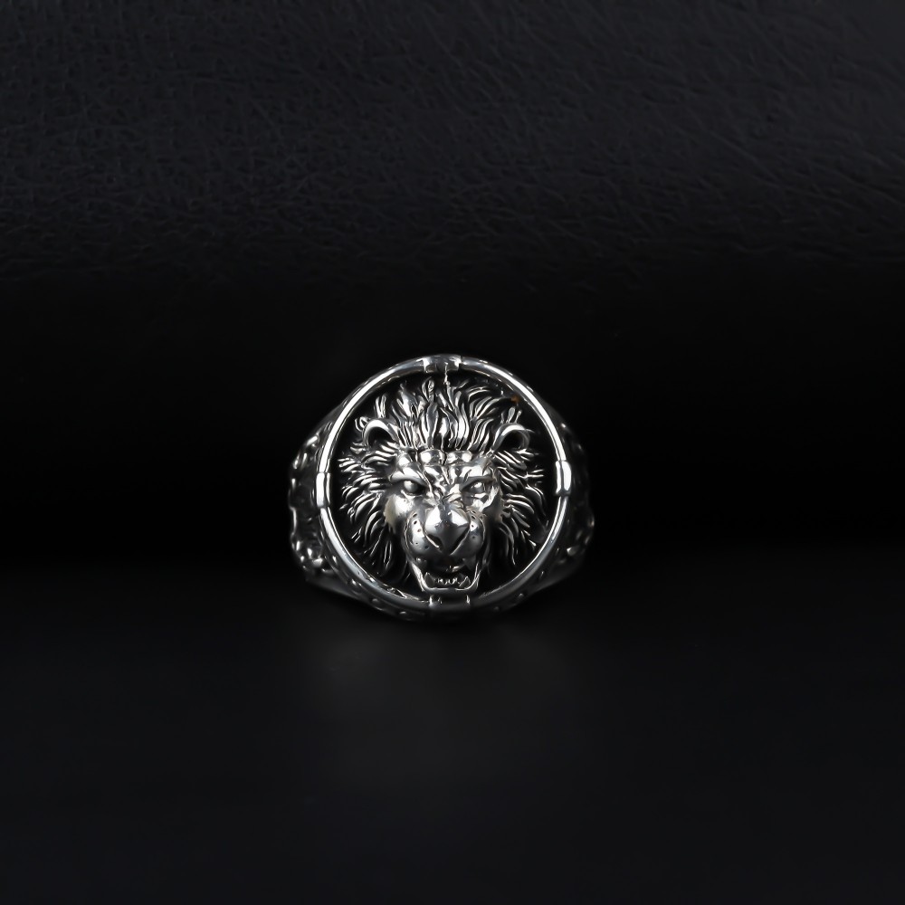 Glorria 925k Sterling Silver Men Roaring Lion Ring
