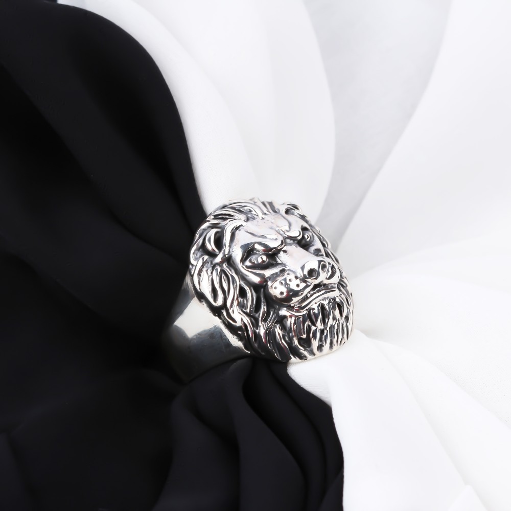 Glorria 925k Sterling Silver Men Lion Mane Ring