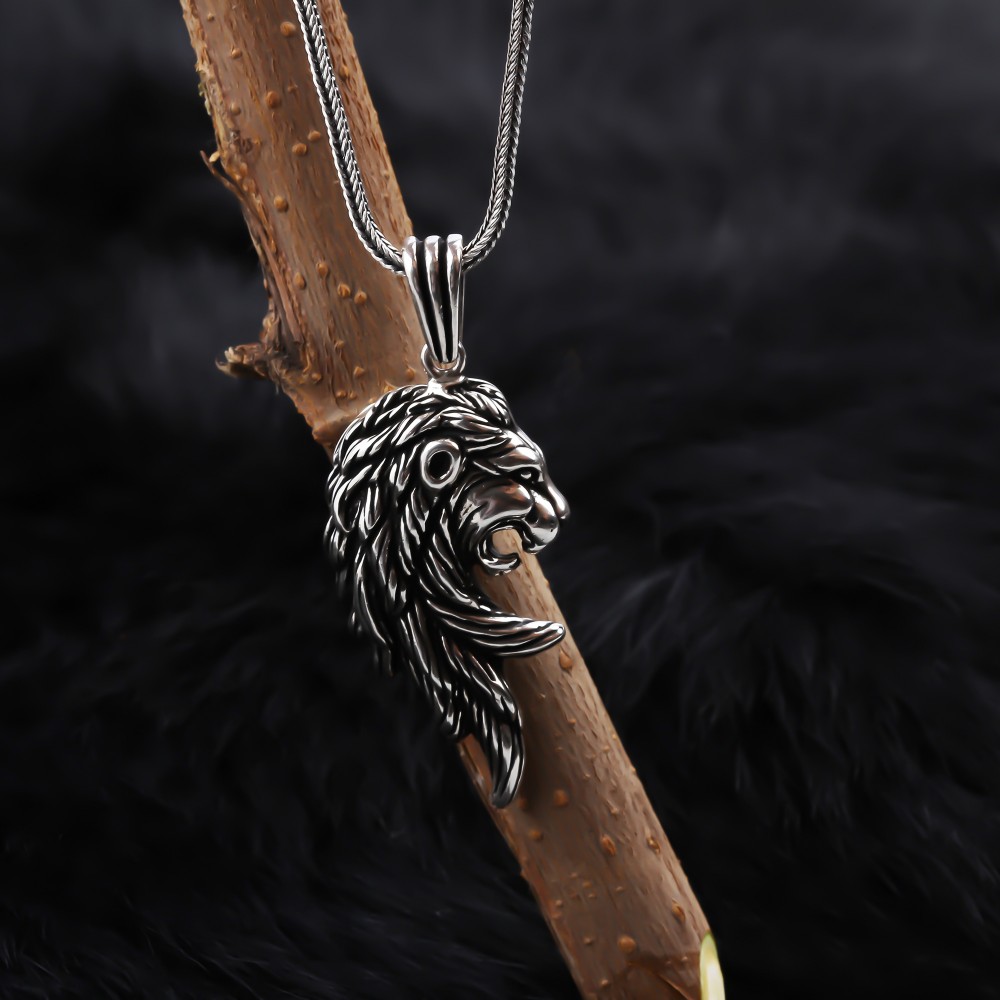 Glorria 925k Sterling Silver Men Lion Necklace