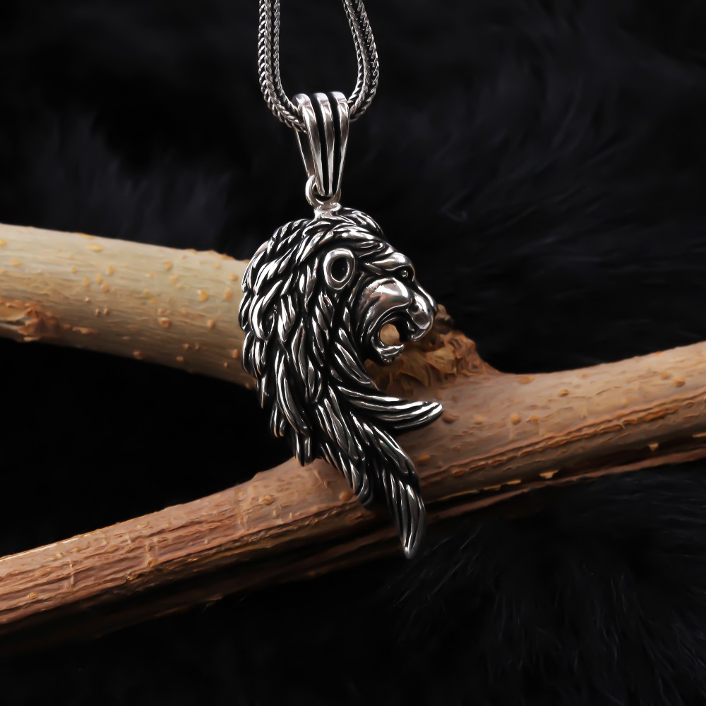 Glorria 925k Sterling Silver Men Lion Necklace