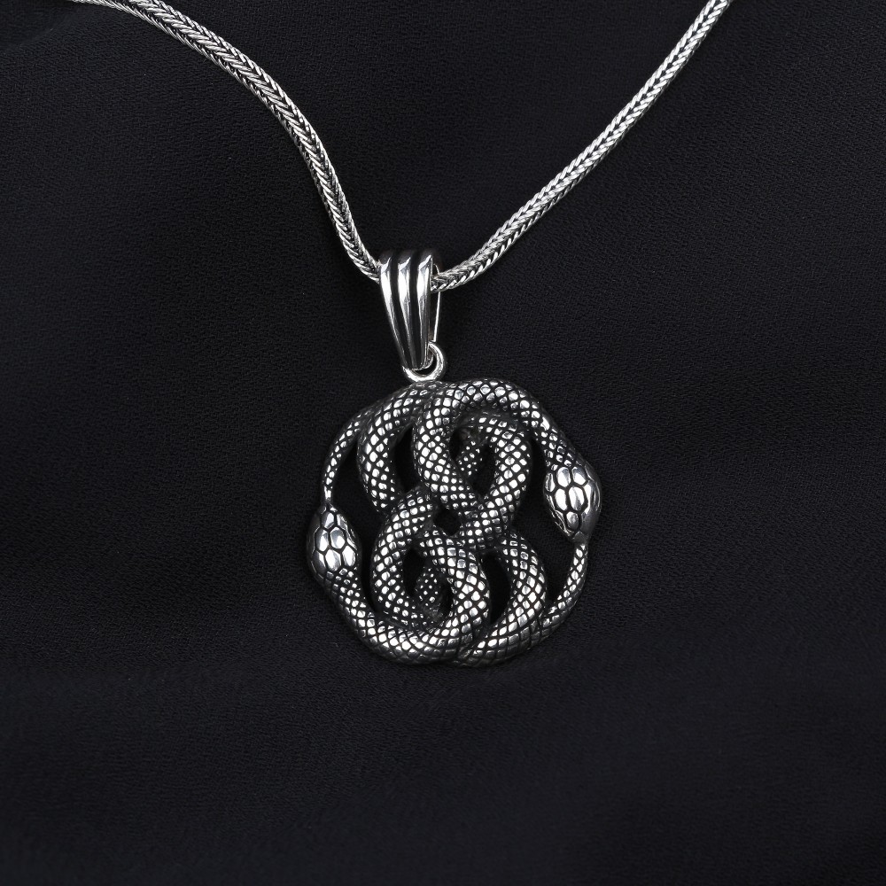 Glorria 925k Sterling Silver Men Snake Necklace