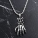 Glorria 925k Sterling Silver Men Skeleton Hand Necklace