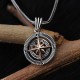 Glorria 925k Sterling Silver Men Compass Necklace