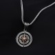 Glorria 925k Sterling Silver Men Compass Necklace