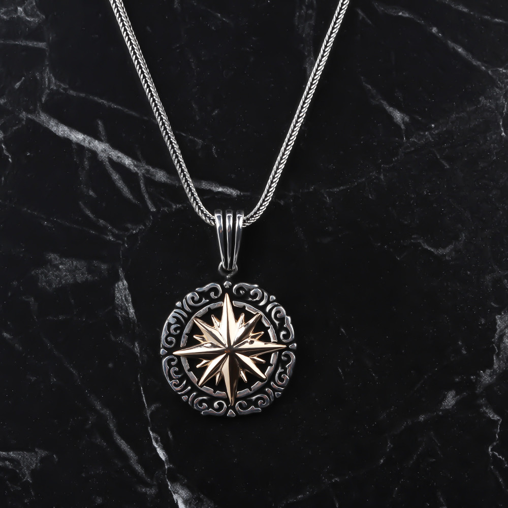 Glorria 925k Sterling Silver Men Pole Star Necklace Glorria 925k Sterling Silver Men Pole Star Necklace