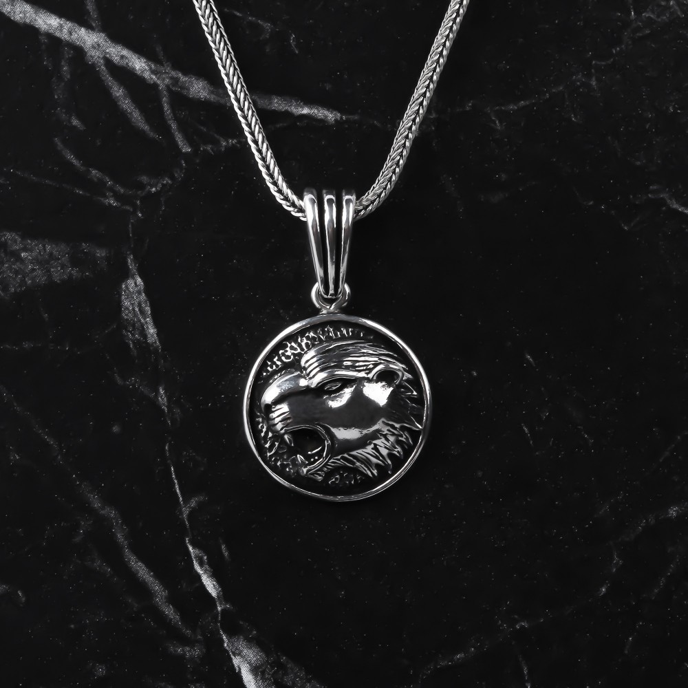 Glorria 925k Sterling Silver Men Wild Tiger Necklace