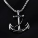 Glorria 925k Sterling Silver Men Sea Anchor Necklace