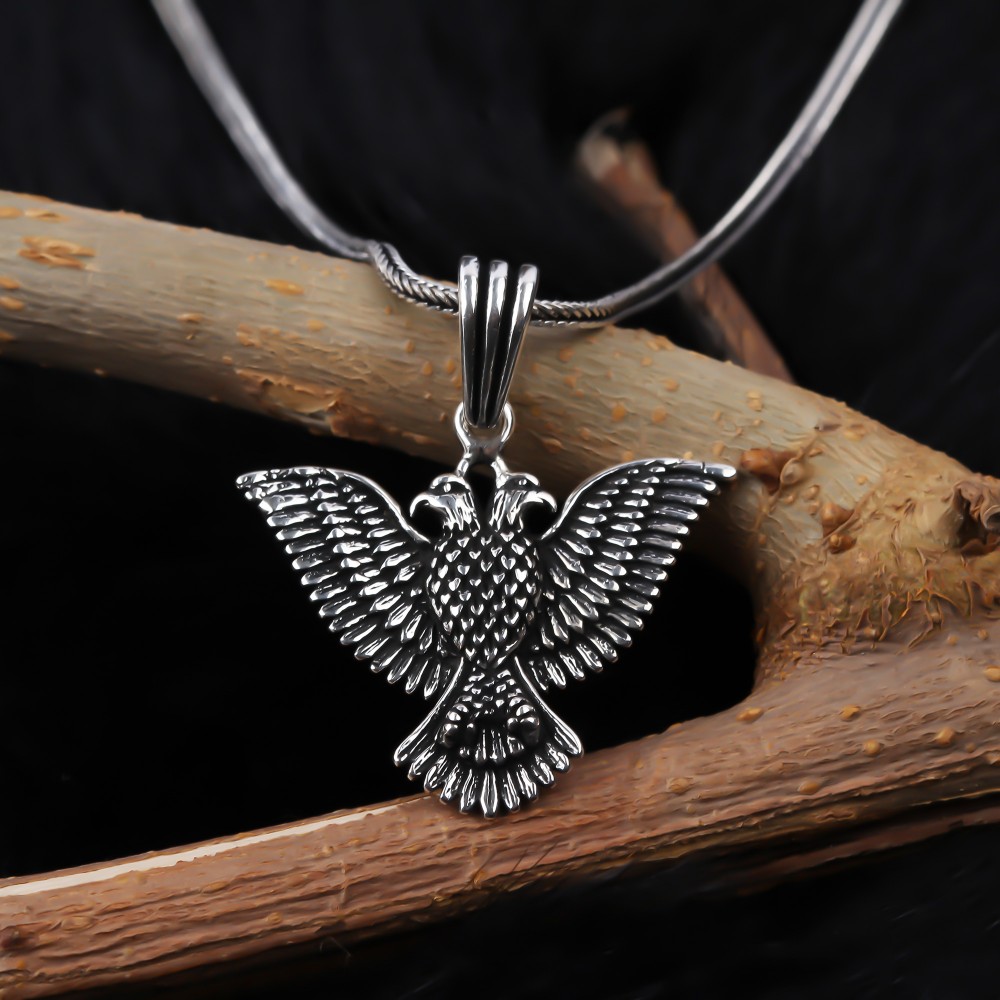 Glorria 925k Sterling Silver Men Eagle Necklace