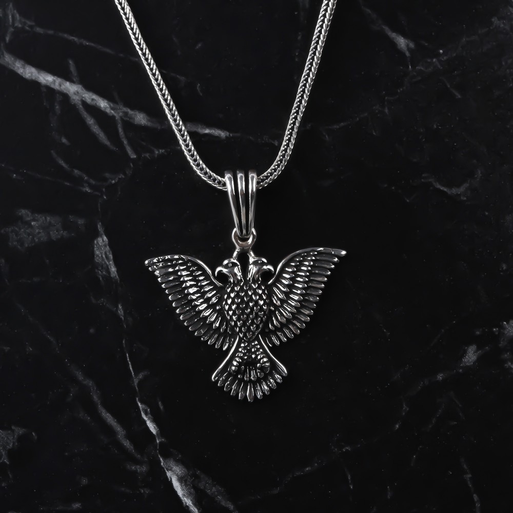 Glorria 925k Sterling Silver Men Eagle Necklace