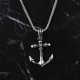 Glorria 925k Sterling Silver Men Skull Anchor Necklace