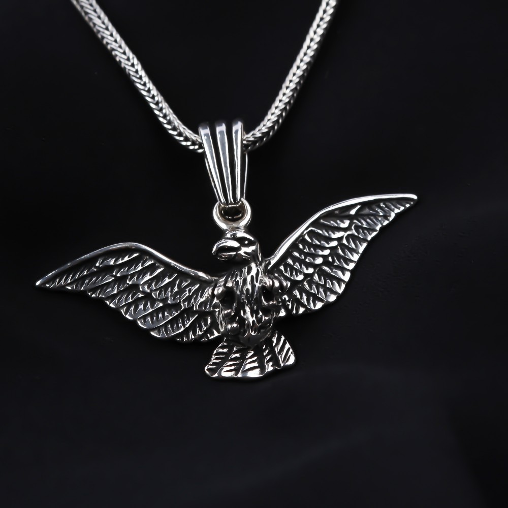 Glorria 925k Sterling Silver Men Hawk Necklace