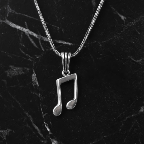 Glorria 925k Sterling Silver Men Note Necklace