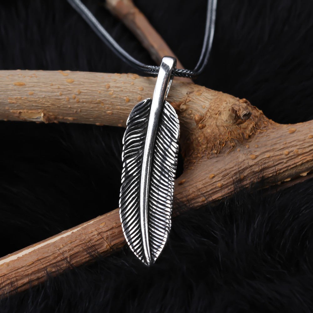 Glorria 925k Sterling Silver Men Leaf Necklace