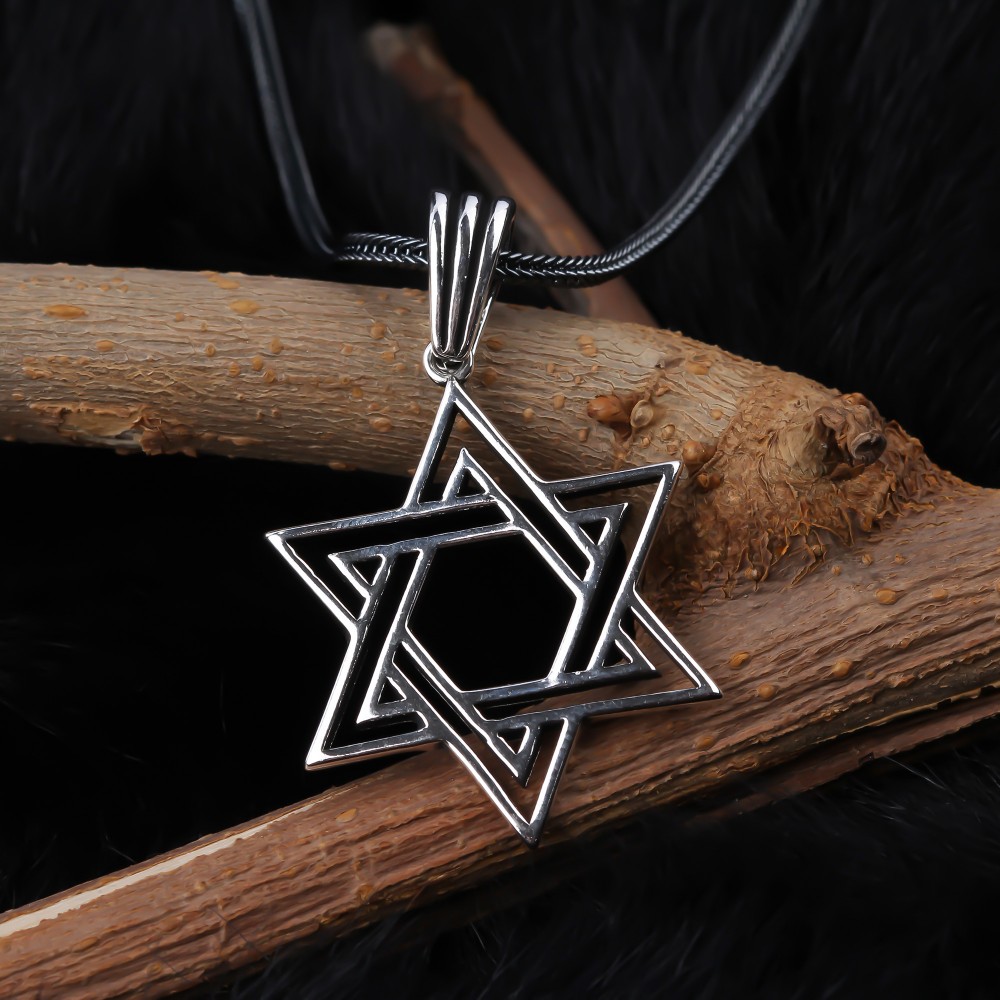 Glorria 925k Sterling Silver Men Star of David Necklace