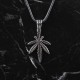 Glorria 925k Sterling Silver Men Hemp Leaf Necklace