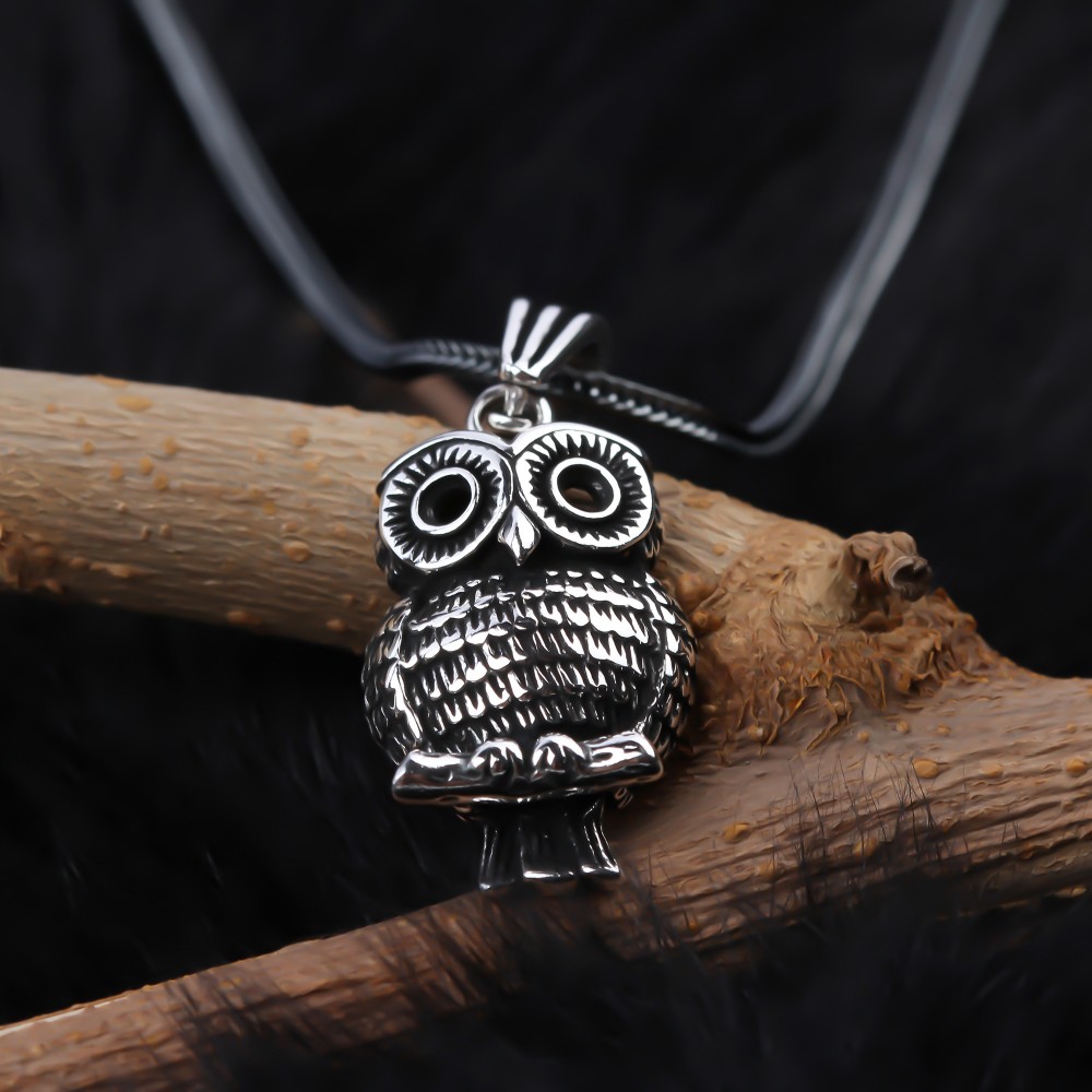 Glorria 925k Sterling Silver Men Owl Necklace