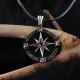 Glorria 925k Sterling Silver Men Red Stone Compass Necklace