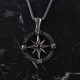 Glorria 925k Sterling Silver Men Red Stone Compass Necklace