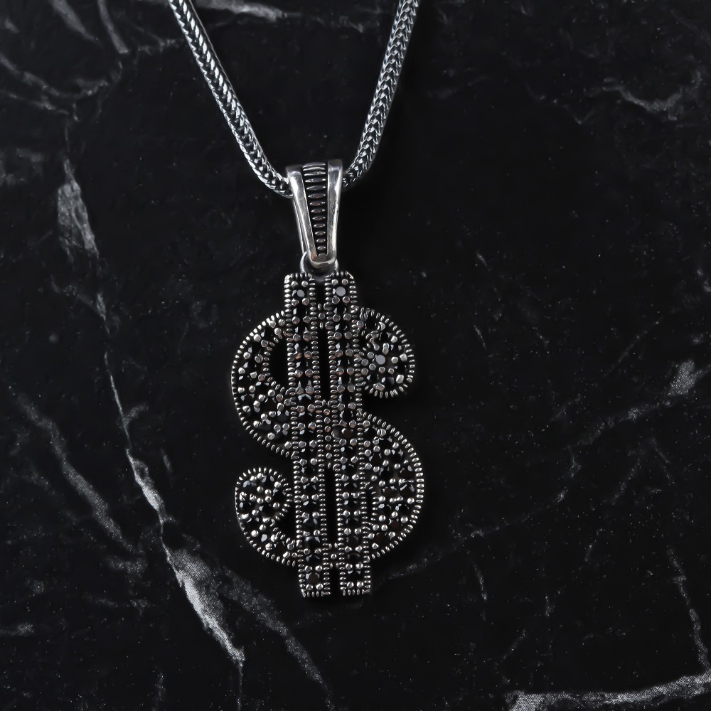 Glorria 925k Sterling Silver Men Dollar Necklace