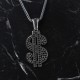 Glorria 925k Sterling Silver Men Dollar Necklace