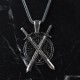 Glorria 925k Sterling Silver Men Double Sword Necklace