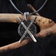Glorria 925k Sterling Silver Men Double Sword Necklace