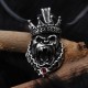 Glorria 925k Sterling Silver Men King Crowned Gorilla Necklace
