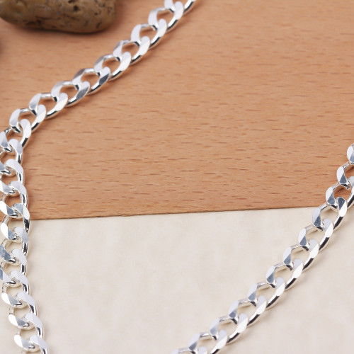 Glorria 925k Sterling Silver 6mm Gourmet Chain Necklace