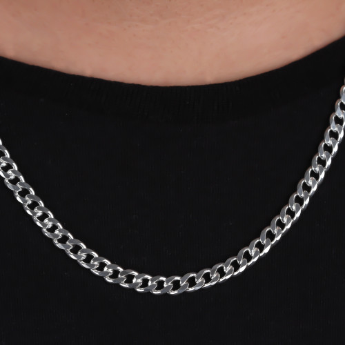 Glorria 925k Sterling Silver 6mm Gourmet Chain Necklace