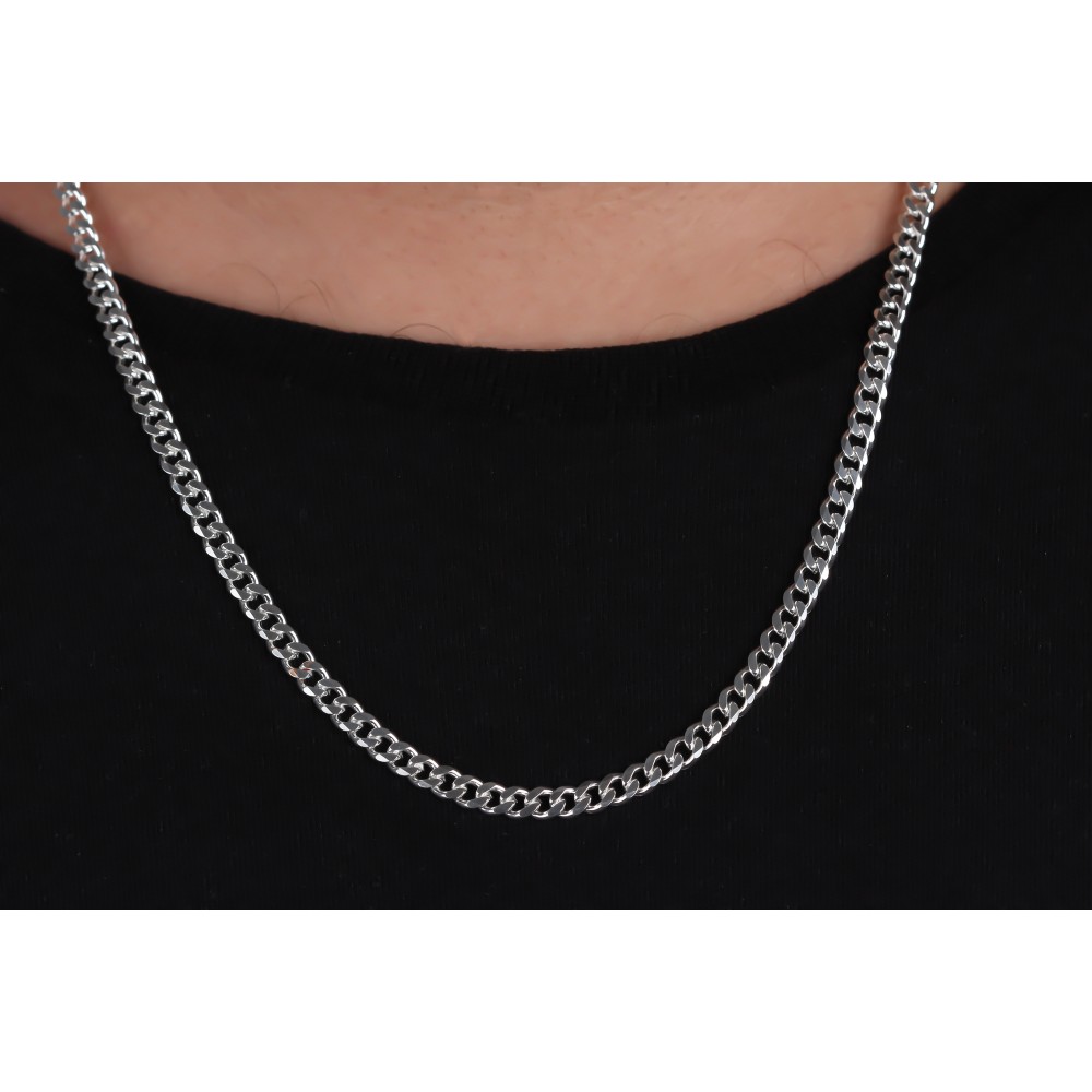 Glorria 925k Sterling Silver 5mm Gourmet Chain Necklace