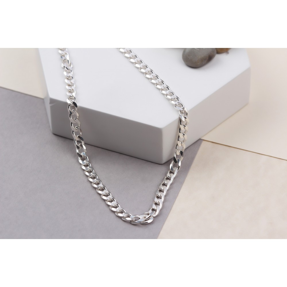 Glorria 925k Sterling Silver 5mm Gourmet Chain Necklace