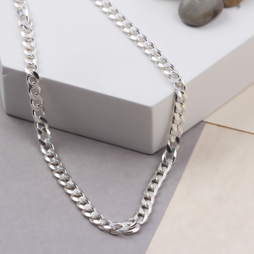 Glorria 925k Sterling Silver 5mm Gourmet Chain Necklace Glorria 925k Sterling Silver 5mm Gourmet Chain Necklace