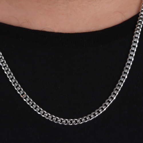 Glorria 925k Sterling Silver 5mm Gourmet Chain Necklace