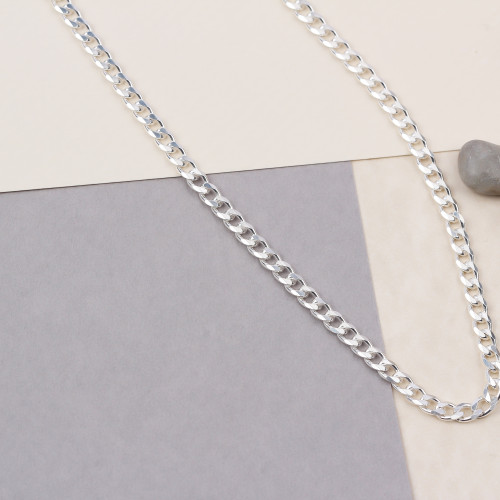 Glorria 925k Sterling Silver 4mm Gourmet Chain Necklace Glorria 925k Sterling Silver 4mm Gourmet Chain Necklace