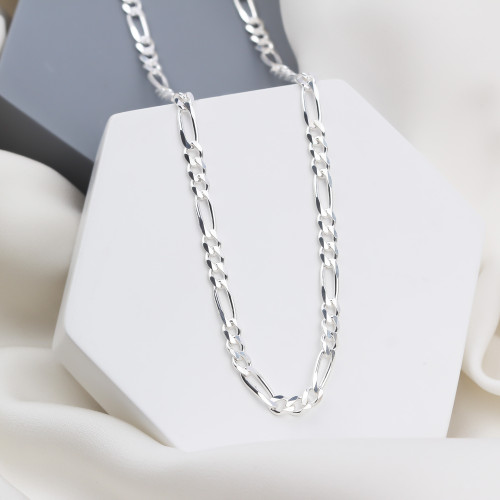 Glorria 925k Sterling Silver 6mm Figaro Chain Necklace Glorria 925k Sterling Silver 6mm Figaro Chain Necklace