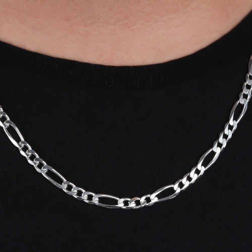 Glorria 925k Sterling Silver 6mm Figaro Chain Necklace